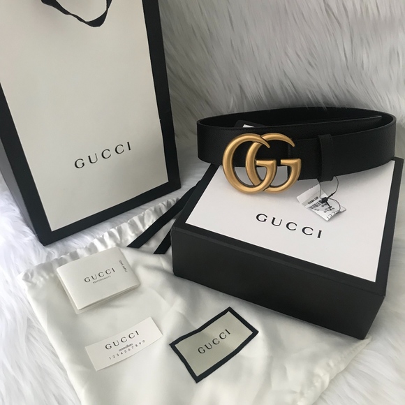 Gucci Accessories - [GUCCI] Black Leather Belt With Double GG Buckle